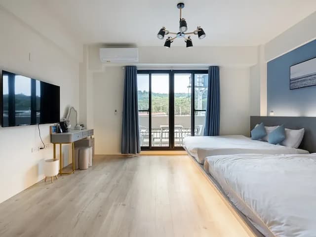 鈺景NU TIME｜鄰近台南走馬瀨農場、夜市-親出於藍四人房-2