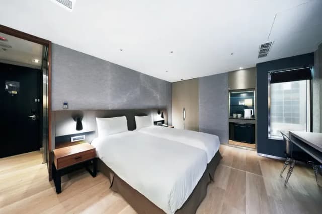 雀客旅館台北南京｜緊鄰捷運站-雀躍雙床客房-3