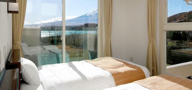 河口湖城市渡假村｜近河口湖音樂與森之美術館/方便至河口淺間神社-本館: 洋甘菊【私人庭園+湖景+山景】-1