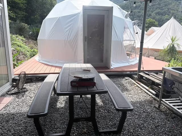 Leshan樂山環茶｜懶人露營附冷氣、星空電影、2-14人民宿包區、營火派對-全新4人星空帳篷-9