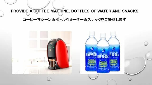 【Amenities】Provide a coffee machine & bottels of water