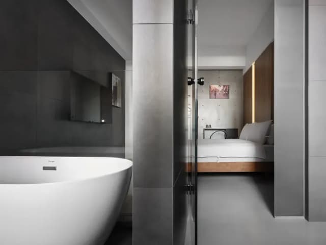 廣發寓所｜可10-20人包棟、麻將/BBQ/KTV、近海安路商圈-豪華雙人房-有浴缸-5