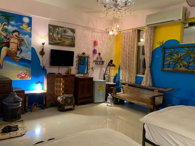 去吹海風(帶陽台,四人房)電視牆,客廳