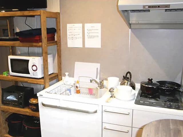 ・まな板やコンロが揃っており、お家感覚でお料理が楽しめます