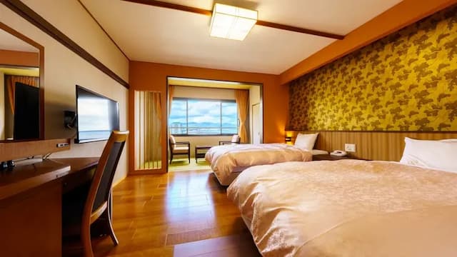 別府溫泉 海濱旅館 美松 大江亭｜別府站步行12分-海測現代和室席夢思雙床房【不挑房】-3