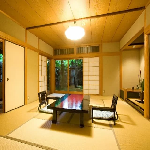1st floor [Open-air bath + indoor bath] Japanese-style room (12 tatami mats + 8 tatami mats) Wide rim with box garden