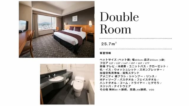 大分綠洲塔日航飯店｜JR大分站步行8分-舒適雙人房【不挑房】-1