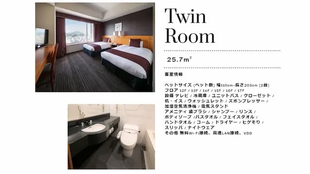 大分綠洲塔日航飯店｜JR大分站步行8分-舒適雙床房【不挑房】-1