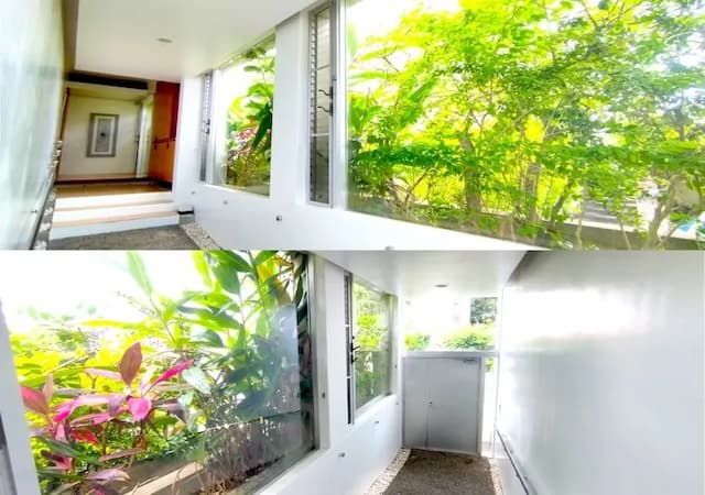 エントランスの大きな窓からは豊かな木々と、暖かい自然光が降り注ぐ、心も弾むものとなっています。