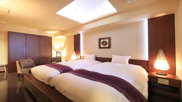 Luxury Japanese Hotel Kaze-no-Kaori Umi-Standard 2 Twin Rooms with Open Air Bath-1