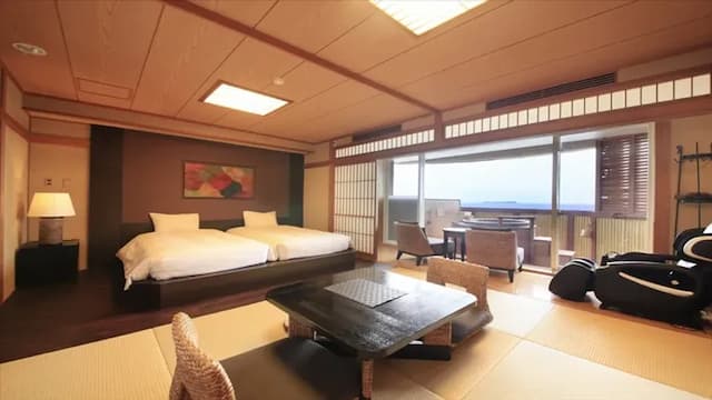 Luxury Japanese Hotel Kaze-no-Kaori Umi-Upper Floor1 twin room with open air bath-1
