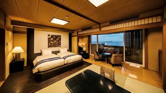 Luxury Japanese Hotel Kaze-no-Kaori Umi-Standard Twin Room with Open Air Bath-1