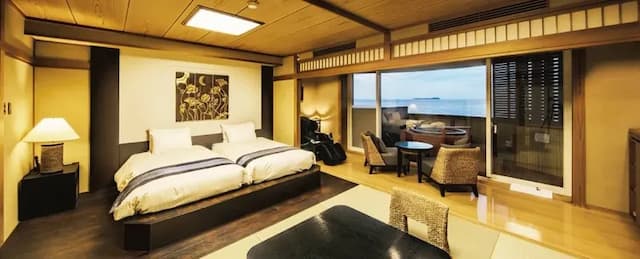 Luxury Japanese Hotel Kaze-no-Kaori Umi-【Open-air bath and top floor】1 twin room  with bar-2