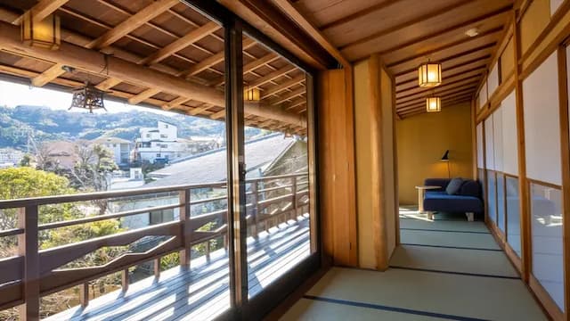 10 tatami Japanese-style room + indoor hot spring bath + private dining room + terrace