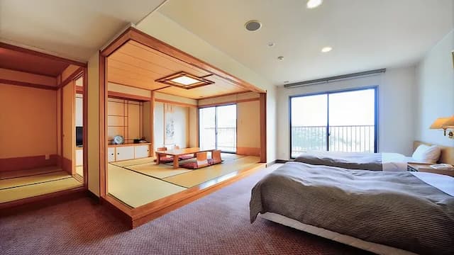 [Deluxe Akebono Japanese-Western style room with open-air bath with spectacular view]