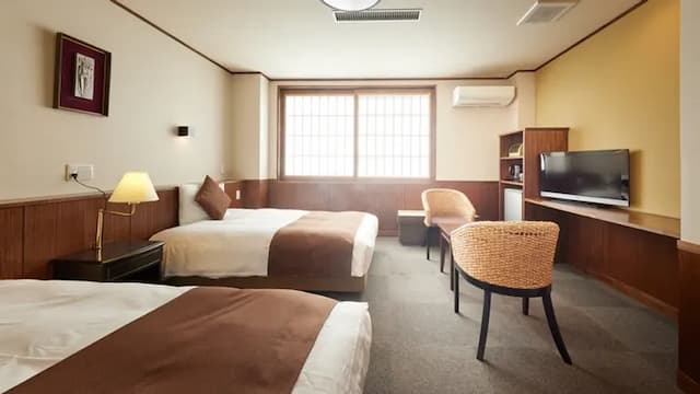 越後湯澤溫泉 越後之宿 Inamoto｜越後湯澤站步行2分-標準雙床房:附淋浴間【不挑房】-1