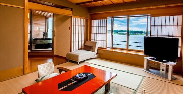 Japanese-style room with 100% open-air bath