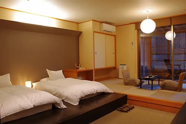 Japanese-Western style room with open-air bath Open-air bath