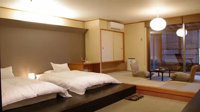 Japanese-Western style room with open-air bath (example) * You cannot choose a single bed or a Japanese bed.