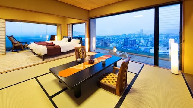 ◆ Natural hot spring ◆ [Observation cypress bath] Corner suite & minus; Japanese and Western room twin & minus;