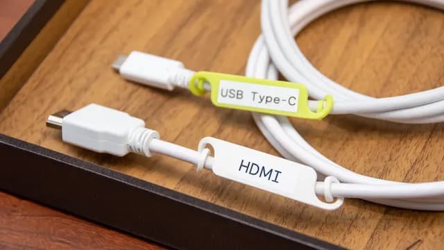 [Tensei Renewal W] The cable connected to the PC monitor (27 inch 4K) is compatible with HDMI and Type-C.