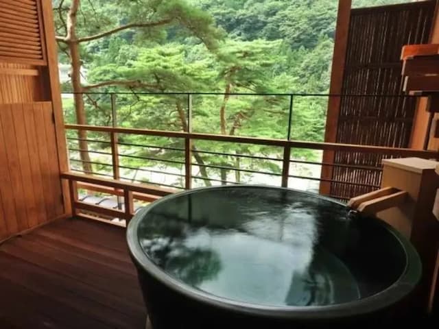 Kinugawa Onsen Hana no Yado Matsuya-[Modern Japanese-Western style room] Twin room + Japanese-style room 6 tatami mats Japanese-Western style room overlooking the Kinugawa [Japanese-western room] [Non-smoking]-2