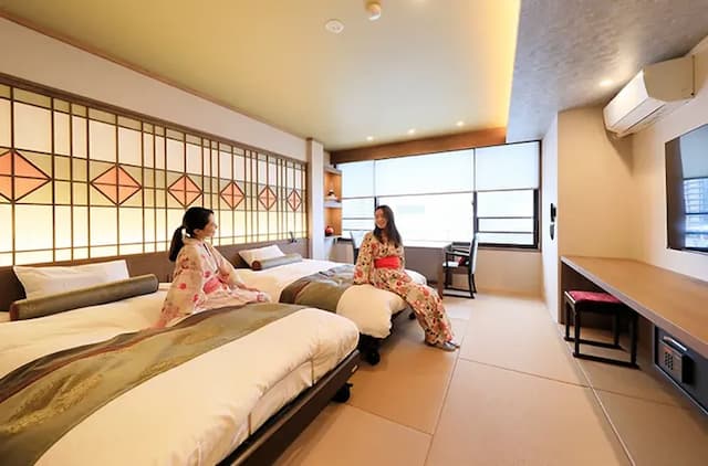 鬼怒川溫泉丸京旅館｜鬼怒川溫泉站徒步3分/大浴場/日光東照宮開車40分-〈曙〉和室雙床房｜溫泉露天風呂、電動床【不挑房間】-3