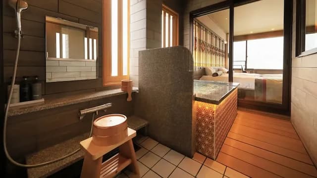 <Akebono ~ AKEBONO ~> Western-style twin hot spring open-air bath + France Bed electric bed