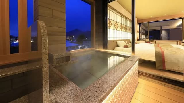 <Akebono ~ AKEBONO ~> Western-style twin hot spring open-air bath + France Bed electric bed