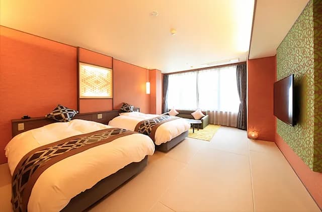 鬼怒川溫泉丸京旅館｜鬼怒川溫泉站徒步3分/大浴場/日光東照宮開車40分-〈日〉和室雙床房｜淋浴間【不挑房間】-1