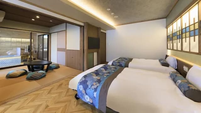 <Ruri-RURI> Japanese-Western style twin hot spring open-air bath + France Bed electric bed