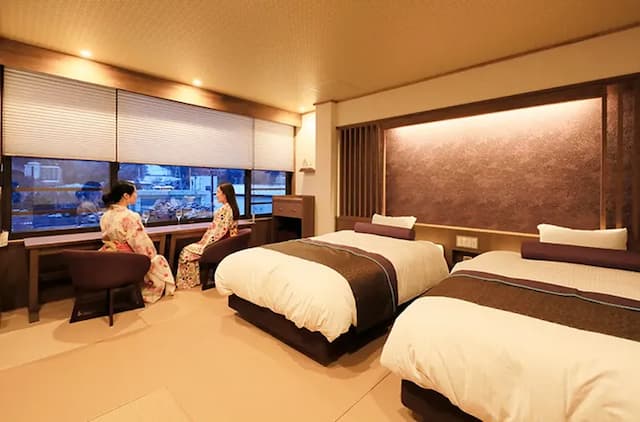 鬼怒川溫泉丸京旅館｜鬼怒川溫泉站徒步3分/大浴場/日光東照宮開車40分-〈水〉洋室雙床房【不挑房間】-5