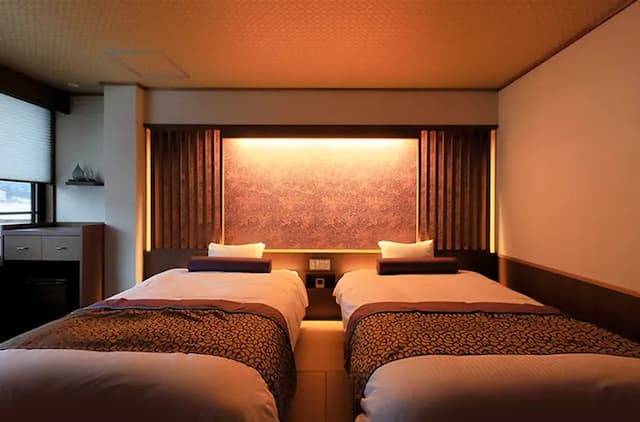 鬼怒川溫泉丸京旅館｜鬼怒川溫泉站徒步3分/大浴場/日光東照宮開車40分-〈水〉洋室雙床房【不挑房間】-2