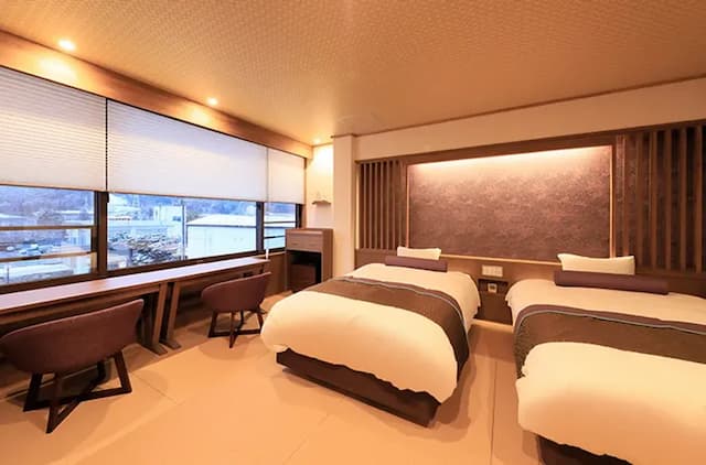 鬼怒川溫泉丸京旅館｜鬼怒川溫泉站徒步3分/大浴場/日光東照宮開車40分-〈水〉洋室雙床房【不挑房間】-1