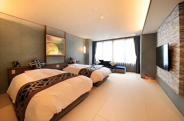 鬼怒川溫泉丸京旅館｜鬼怒川溫泉站徒步3分/大浴場/日光東照宮開車40分-〈月〉和室雙床房｜淋浴間【不挑房間】-1