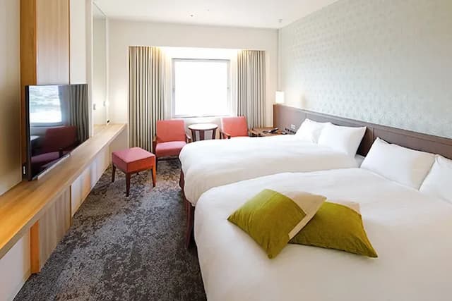 新近江飯店｜JR近江八幡車站徒步２分／日牟礼八幡宮搭車20分/水郷遊船開車15分-高級雙床房【不挑房】-3