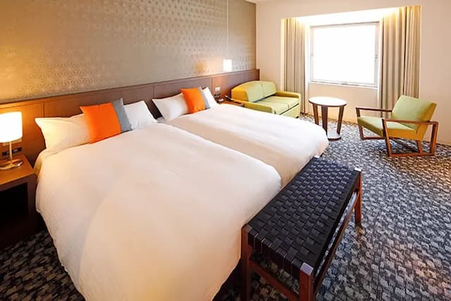 新近江飯店｜JR近江八幡車站徒步２分／日牟礼八幡宮搭車20分/水郷遊船開車15分-角落雙床房【不挑房】-1