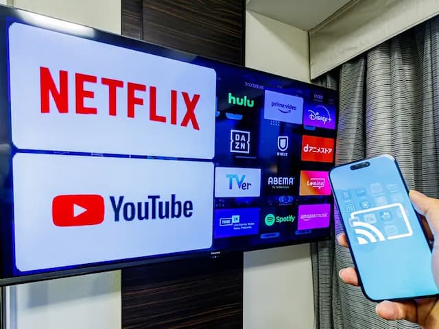 動画配信サービスを2タッチでスマホからテレビの大画面に映すことができる「キャスト機能」を搭載