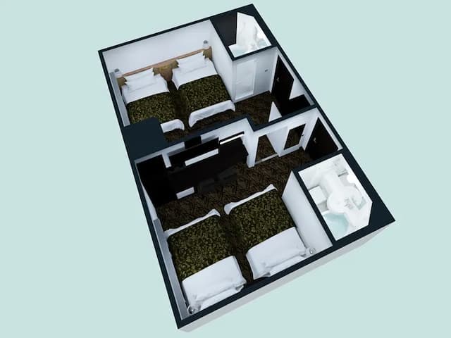 T-Tコネクトフォースルーム 俯瞰図（広さ28㎡／ベッド4台／ベッド幅110cm）