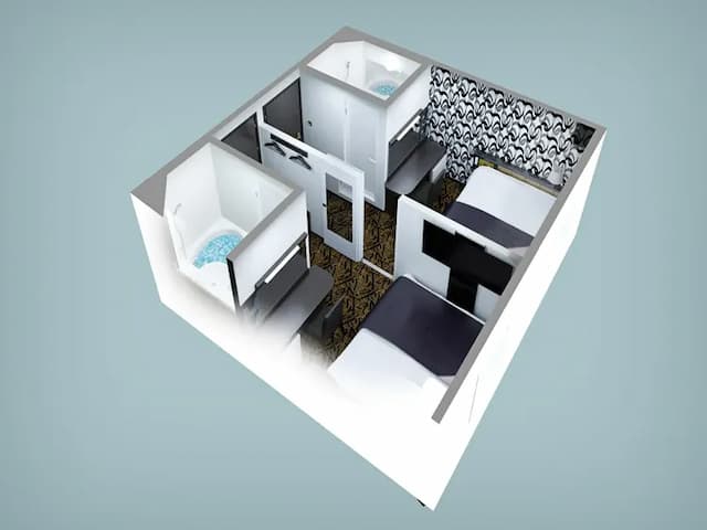 【シングル×シングル】S-Sコネクトツインルーム　俯瞰図（広さ22㎡／ベッド2台／ベッド幅140cm）