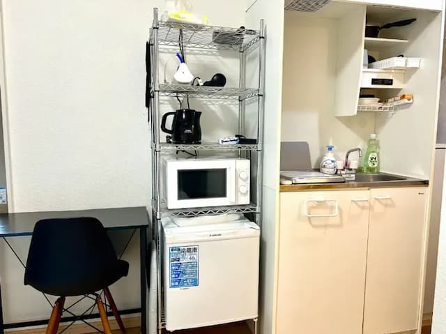 Refrigerator, microwave, kettle