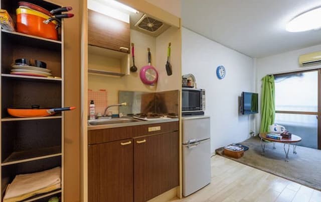 各お部屋にキッチン、アメニティーも完備