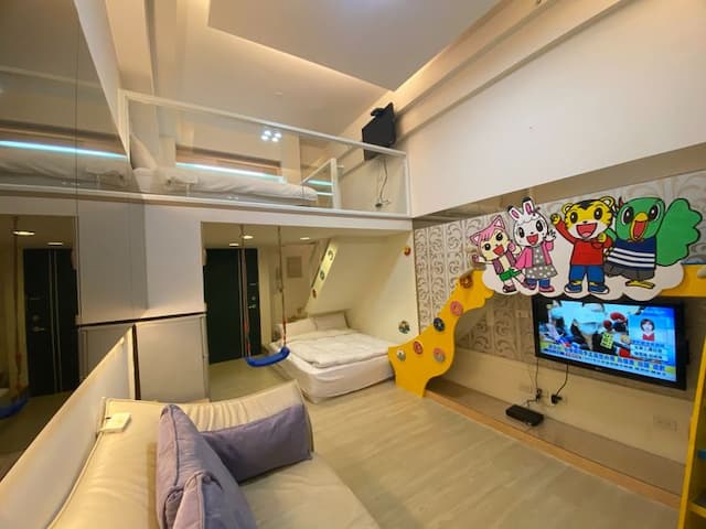 泉嘉親子溫泉會館 l 多種卡通主題房-樓中樓親子房-8