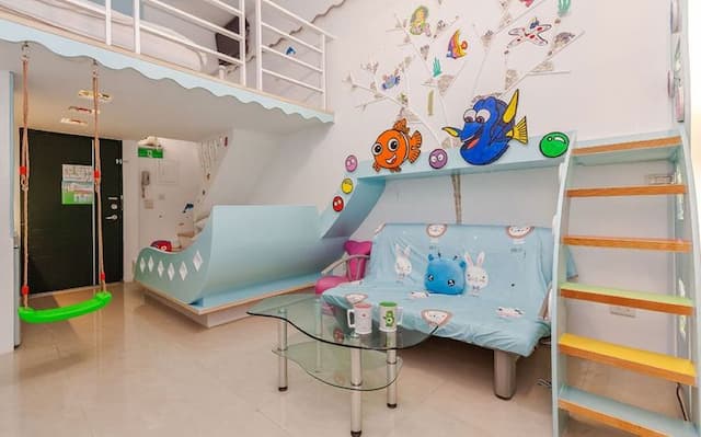 泉嘉親子溫泉會館 l 多種卡通主題房-樓中樓親子房-6