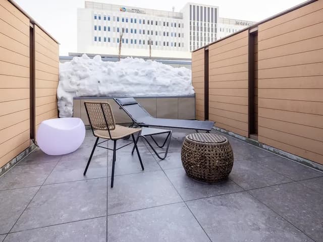 【テラス2段ベッド付ツイン】24平米／ご家族での観光やグループ利用等、幅広いニーズにお応えいたします