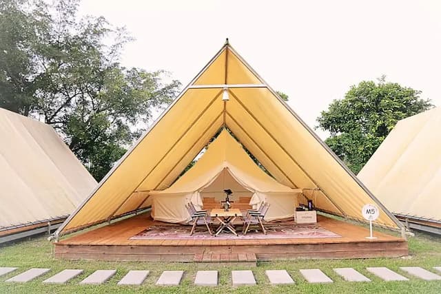 露悠悠露營區 | 神殿帳篷大空間含冷氣！ 戲水池、遊戲區，親子首選！-【神殿帳篷區】森林原木風-1