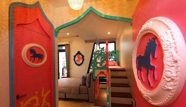 麗筑藝術親子民宿 | 公主馬車兒童床、溜滑梯-快樂馬車親子房-5