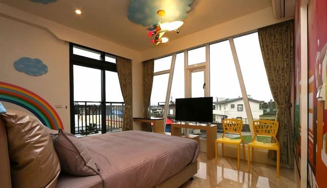 麗筑藝術親子民宿 | 公主馬車兒童床、溜滑梯-嘟嘟火車親子房-4