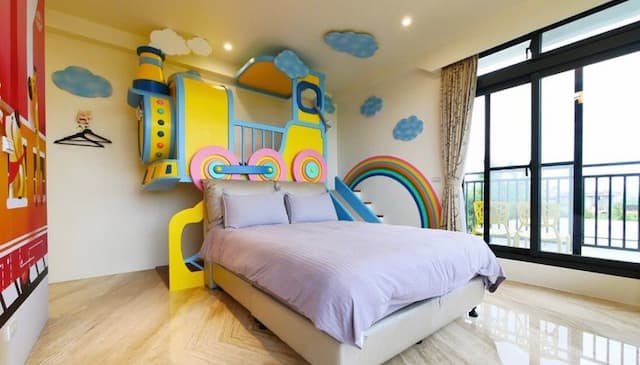 麗筑藝術親子民宿 | 公主馬車兒童床、溜滑梯-嘟嘟火車親子房-2