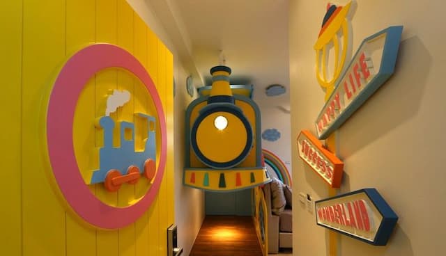 麗筑藝術親子民宿 | 公主馬車兒童床、溜滑梯-嘟嘟火車親子房-3